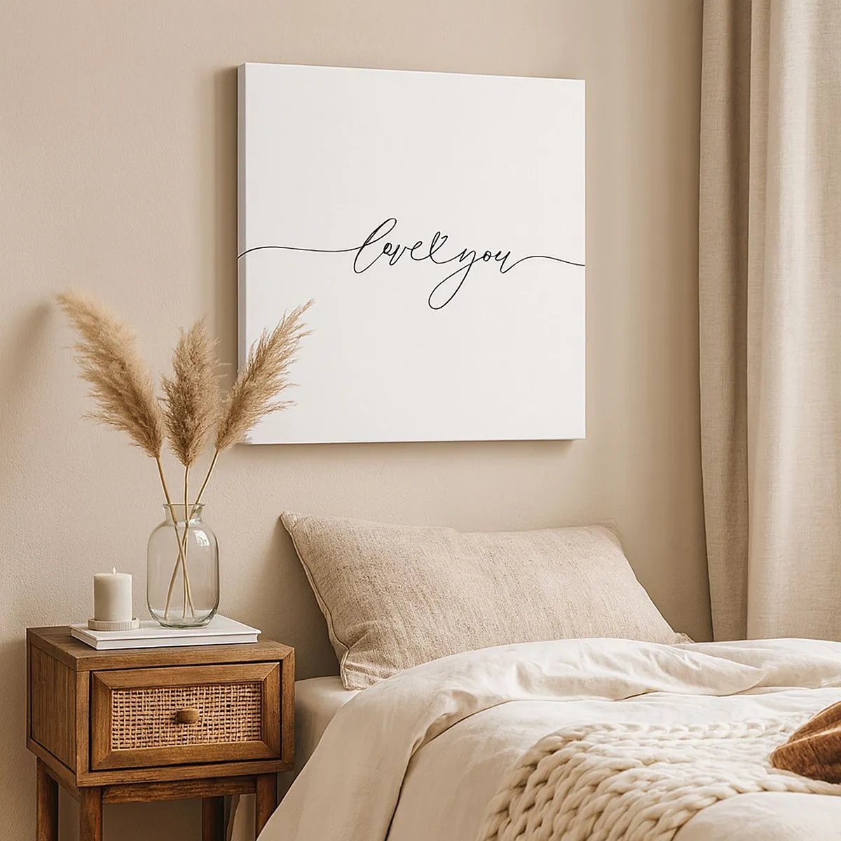 Impression sur toile - Image sur toile - Noir sur blanc - 30x30 cm