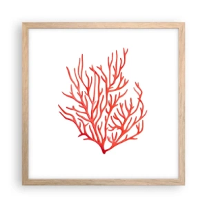 Affiche dans un chêne clair - Poster - Filigrane de corail - 40x40 cm