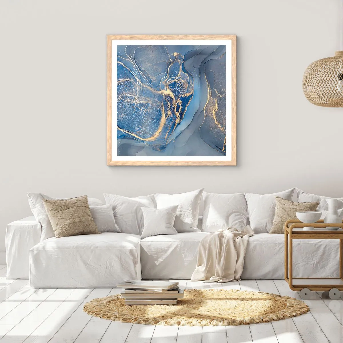 Affiche dans un chêne clair - Poster - Poussière d'or - 40x40 cm