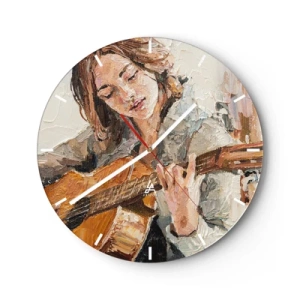 Horloge murale - Pendule murale - Concerto pour guitare et coeur de fille - 40x40 cm