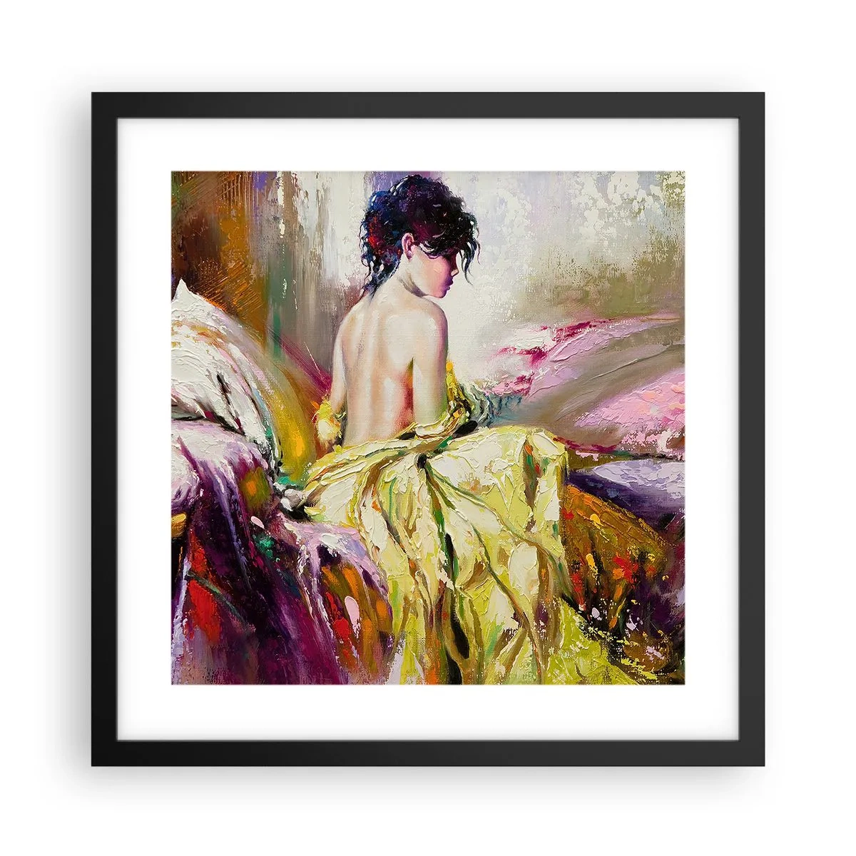 Affiche dans un cadre noir - Poster - Entre les lèvres et le bord de la tasse - 40x40 cm