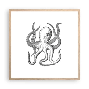 Affiche dans un chêne clair - Poster - Dansant avec les vagues - 60x60 cm