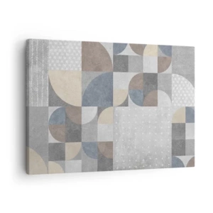 Impression sur toile - Image sur toile - Motif géométrique dans des tons pastel - 70x50cm - Fantaisie de la céramique  - Décoration murale moderne pour le salon et la chambre ARTTOR