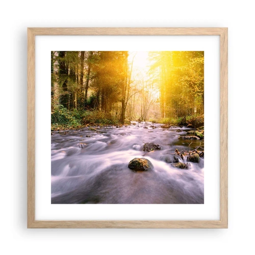 Affiche dans un chêne clair - Poster - Malachite dans un cadre argent et or - 40x40 cm