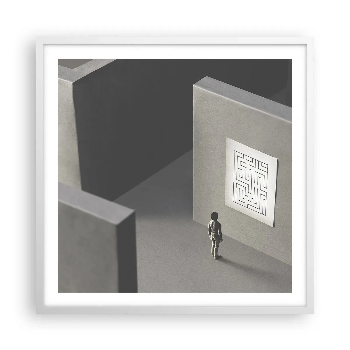 Affiche dans un cadre blanc - Poster - Mais où suis-je? - 60x60 cm