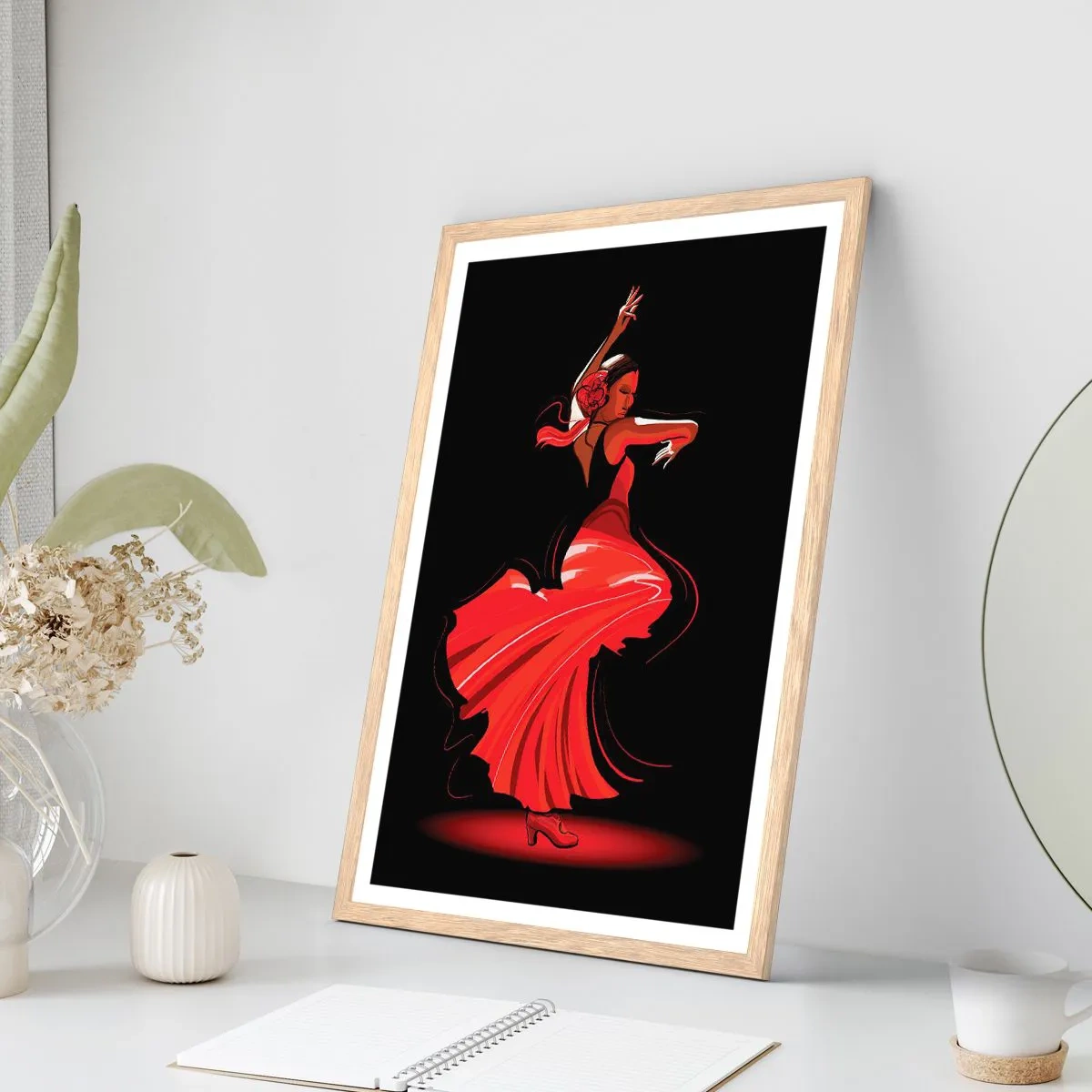 Affiche dans un chêne clair - Poster - L'esprit fougueux du flamenco - 70x100 cm