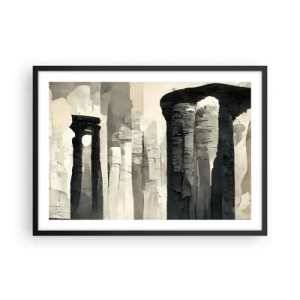 Affiche dans un cadre noir - Poster - Colonnes historiques dans un cadre monochrome atmosphérique - 70x50cm - La majesté de l'Antiquité - Décoration murale moderne pour le salon et la chambre ARTTOR