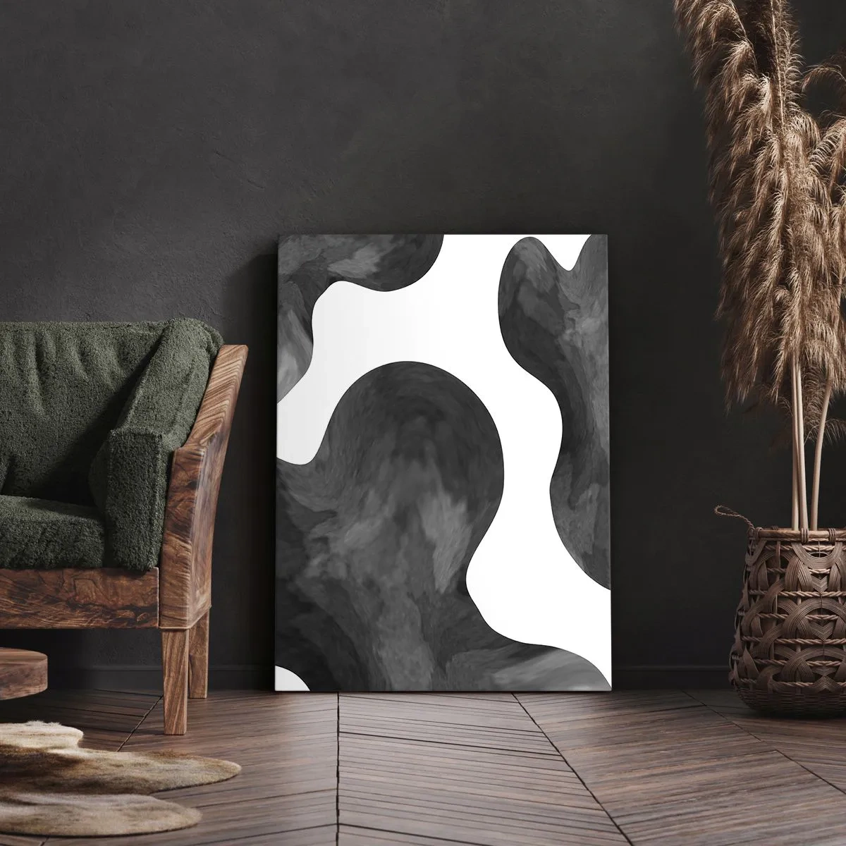 Impression sur toile - Image sur toile - Motif abstrait dans les tons de gris et de blanc - 50x70cm - La route du lait - Décoration murale moderne pour le salon et la chambre ARTTOR
