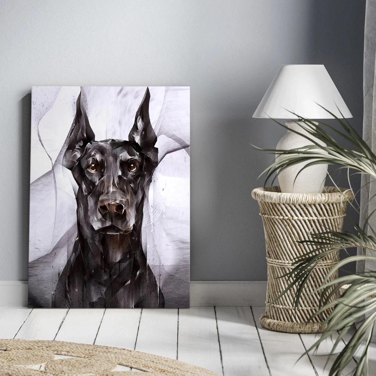 Impression sur toile - Image sur toile - Portrait abstrait d'un chien dans une démarche artistique - 50x70cm - Né noble - Décoration murale moderne pour le salon et la chambre ARTTOR