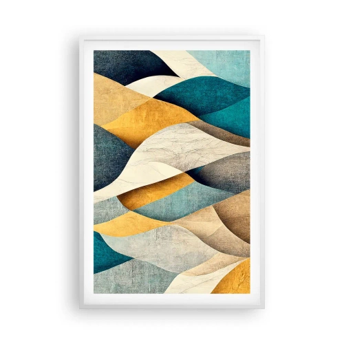 Affiche dans un cadre blanc - Poster - Rythme et vague - 61x91 cm