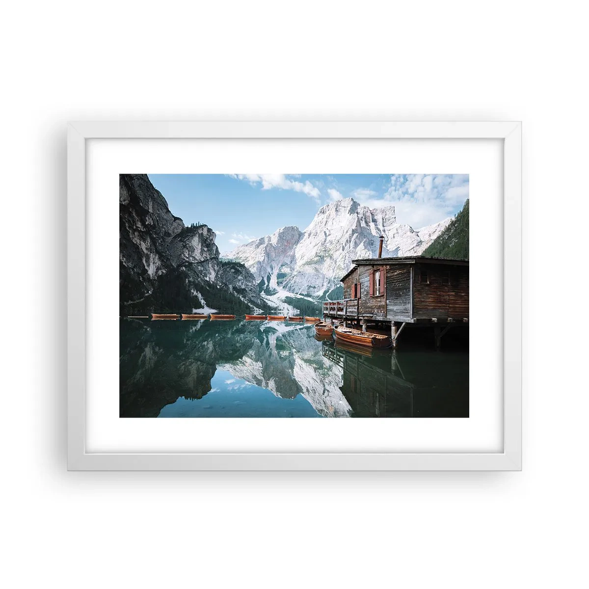 Affiche dans un cadre blanc - Poster - Un matin cristallin en montagne - 40x30 cm