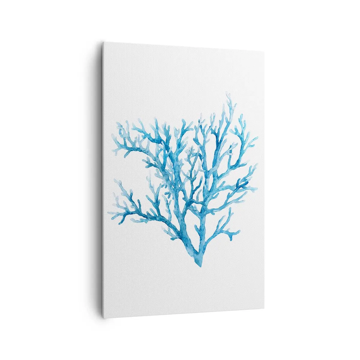 Impression sur toile - Image sur toile - Corail bleu sur fond blanc avec une touche minimaliste - 80x120cm - Filigrane nautique - Décoration murale moderne pour le salon et la chambre ARTTOR