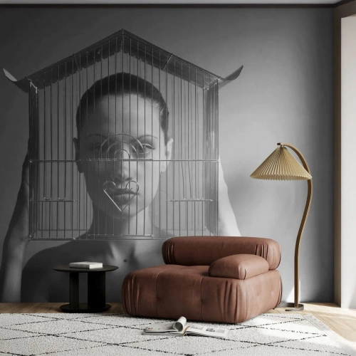 Papier peint sur mesure Premium Sand - Portrait un peu surréaliste - Femme, Morceau, Modèle