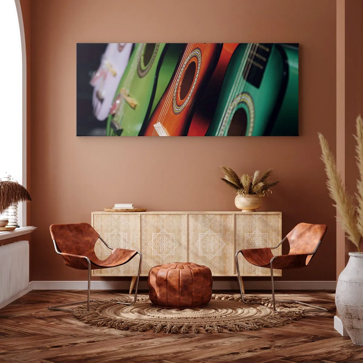 Impression sur toile - Image sur toile - La guitare a plusieurs couleurs - 100x40 cm