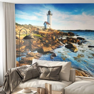 Papier peint sur mesure Premium Sand - Revenez heureux, j'attends - Paysage, Phare, océan Atlantique