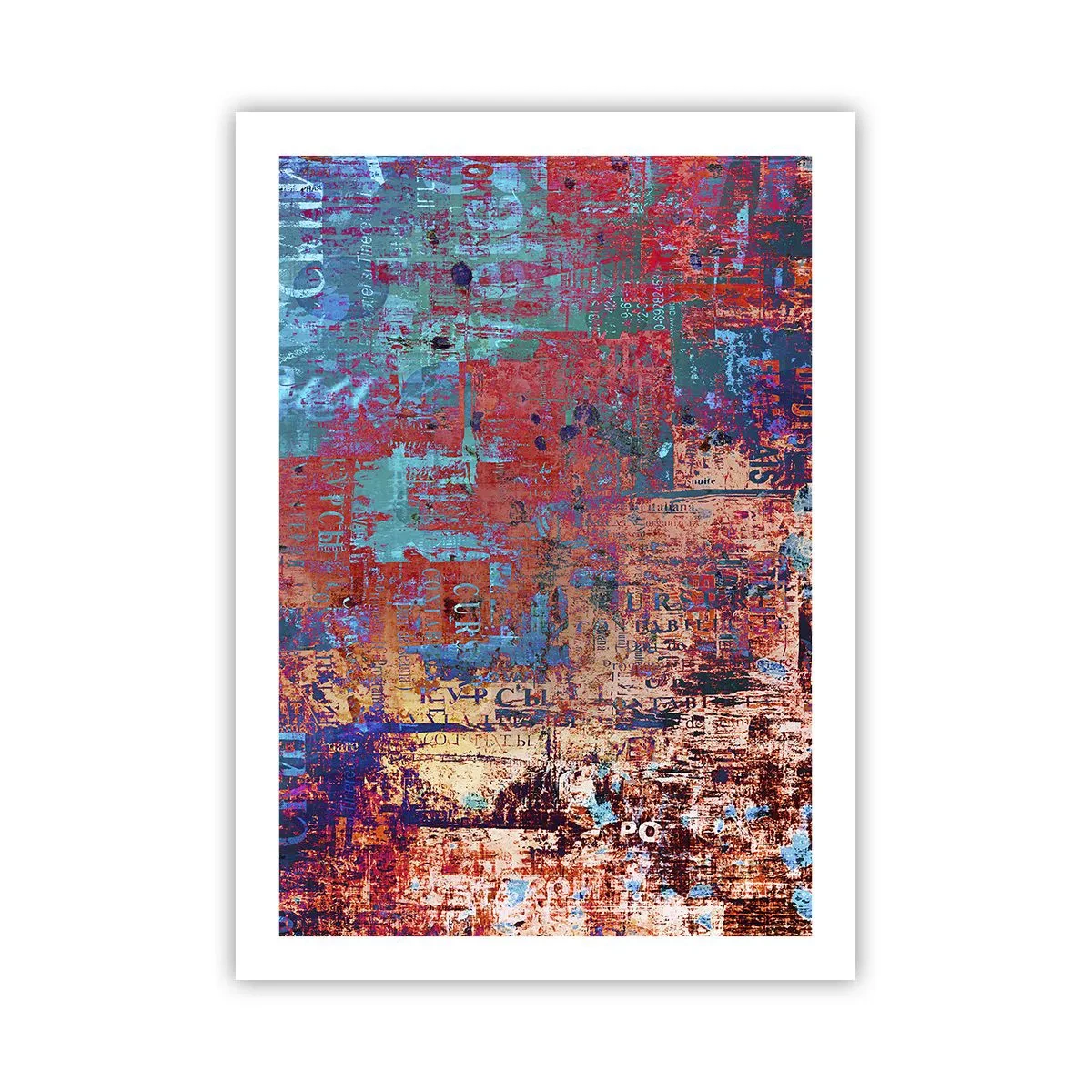 Affiche - Poster - Abstraction colorée avec des nuances intenses de rouge et de bleu - 50x70cm - Mémoire et oubli - Décoration murale moderne pour le salon et la chambre ARTTOR