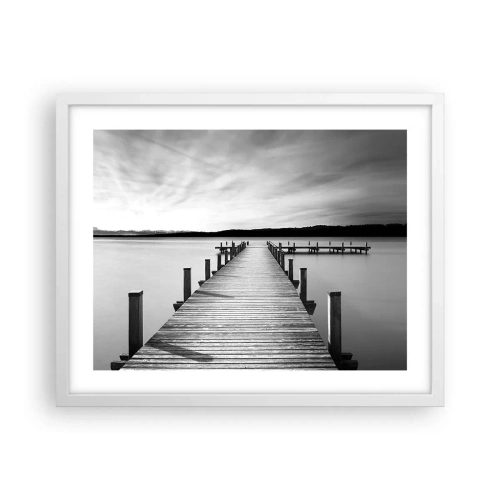 Affiche dans un cadre blanc - Poster - Au point d'eau - la paix - 50x40 cm