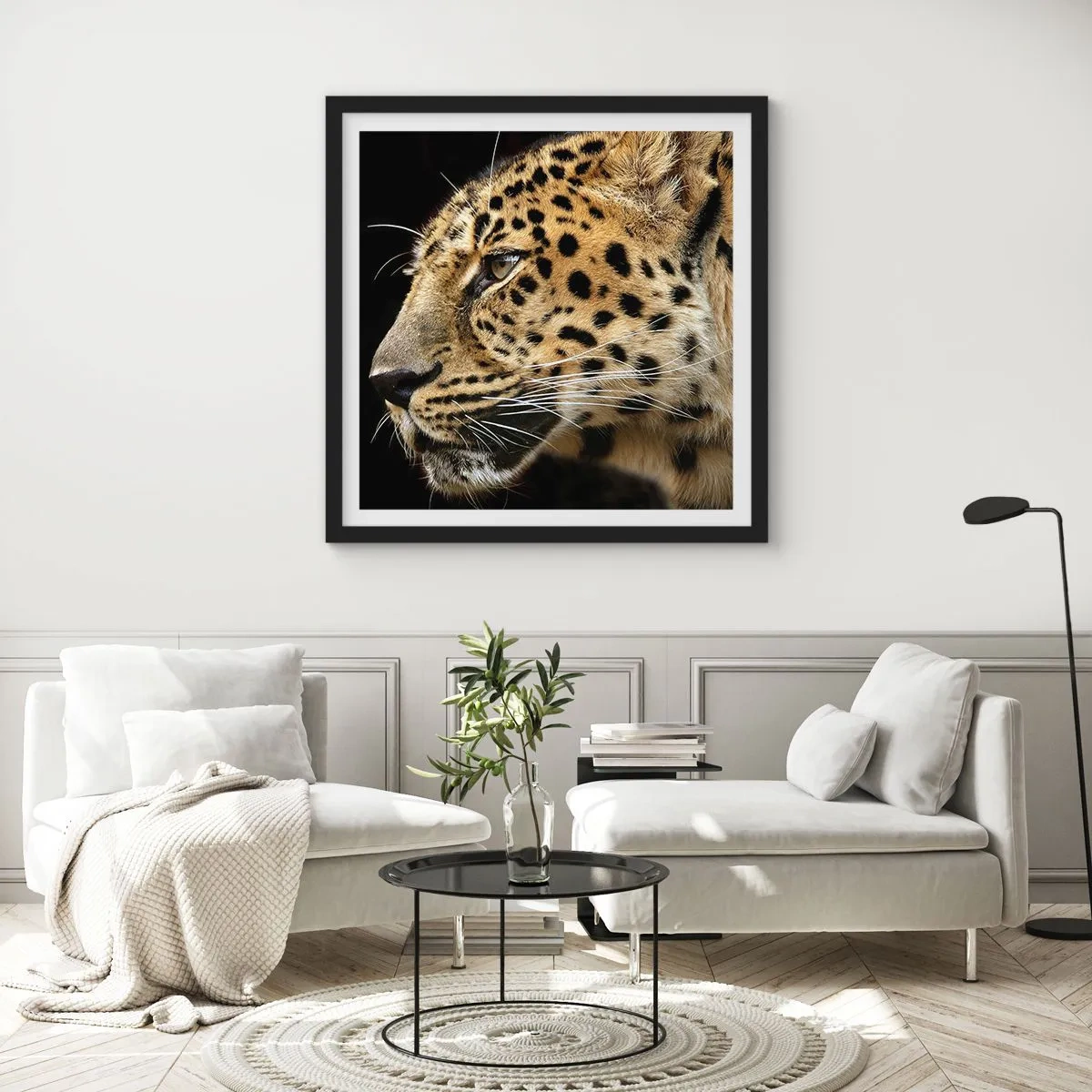 Affiche dans un cadre noir - Poster - Calme, concentré, prêt - 50x50 cm