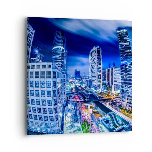 Impression sur toile - Image sur toile - Rythmes de la ville nocturne - 30x30 cm