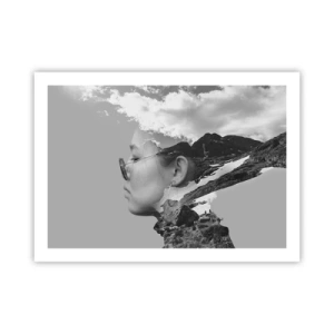 Affiche - Poster - Portrait de montagnes et nuages - 70x50 cm