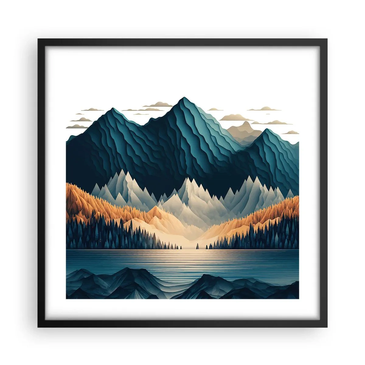 Affiche dans un cadre noir - Poster - Paysage de montagne parfait - 50x50 cm