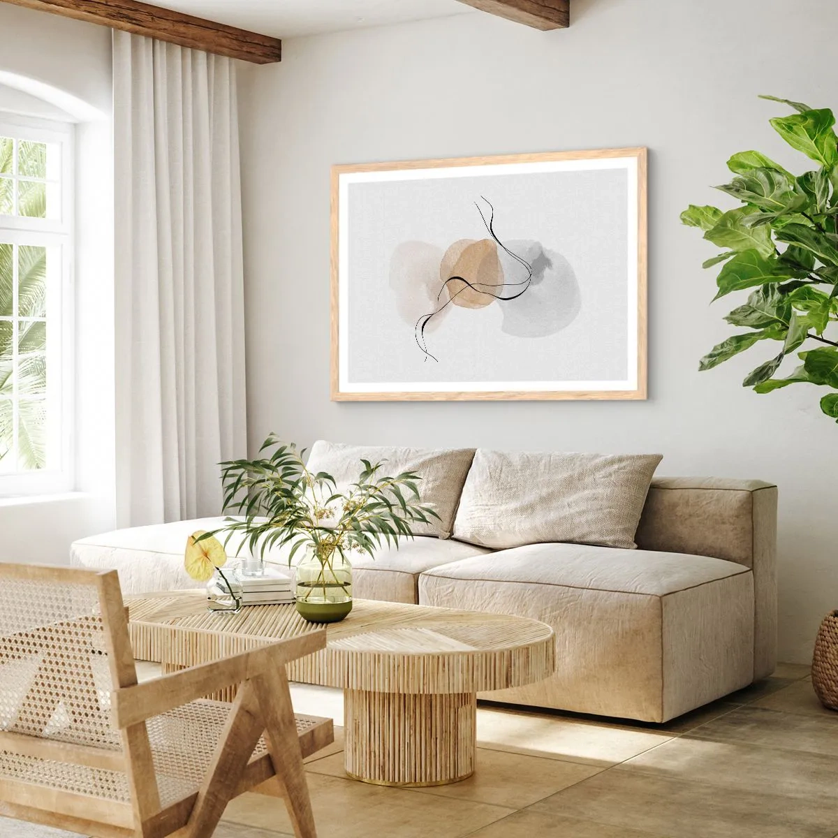 Affiche dans un chêne clair - Poster - Perles d'air - 50x40 cm