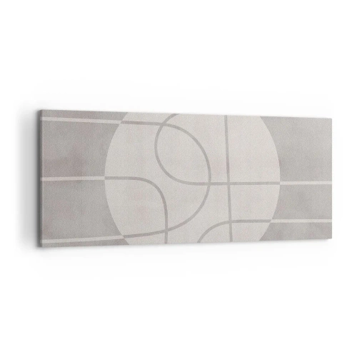 Impression sur toile - Image sur toile - Motif géométrique dans les tons de gris et de blanc - 120x50cm - Circulaire et tout droit - Décoration murale moderne pour le salon et la chambre ARTTOR