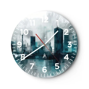 Horloge murale - Pendule murale - Une ville couleur de pluie - 30x30 cm