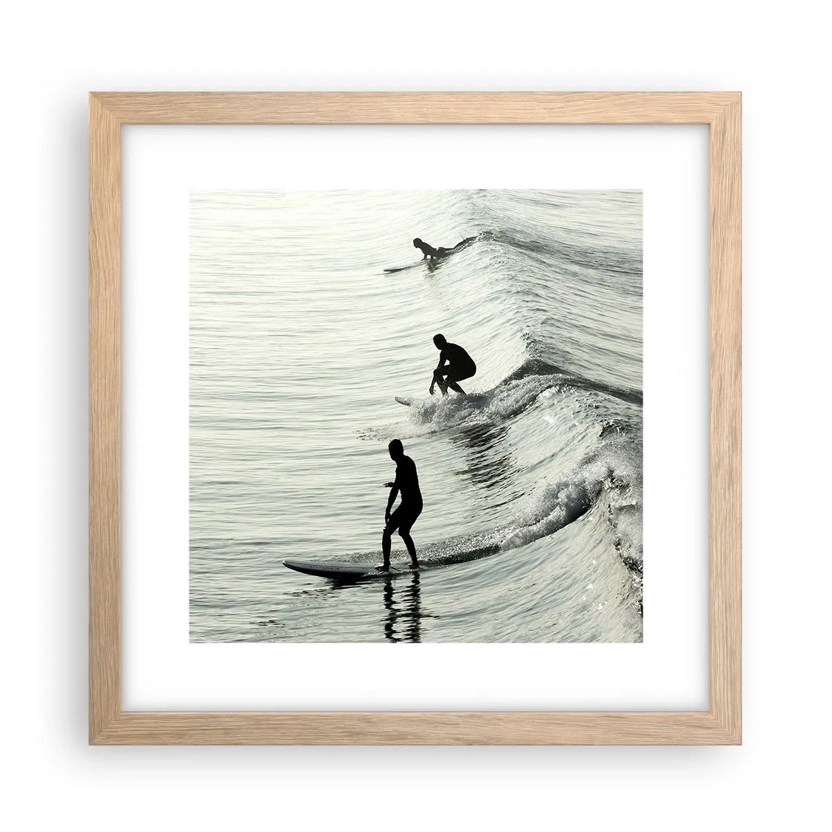 Affiche dans un chêne clair - Poster - A la rencontre de la vague - 30x30 cm