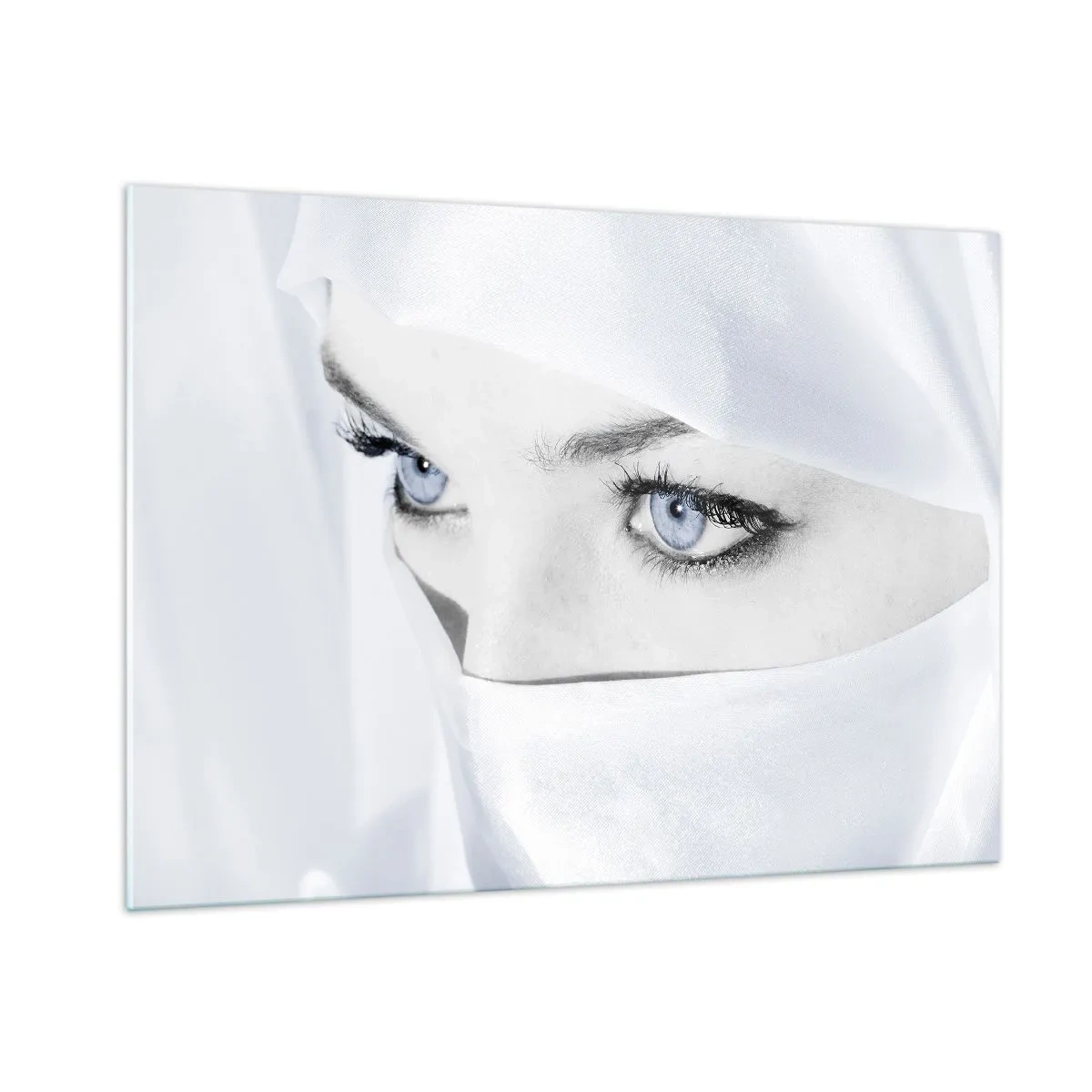 Impression sur verre - Image sur verre - Un portrait subtil avec des yeux bleus expressifs - 100x70cm - Directement des mille et une nuits - Décoration murale moderne pour le salon et la chambre ARTTOR
