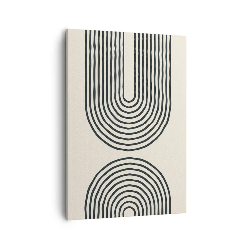 Impression sur toile - Image sur toile - Motif géométrique abstrait avec des lignes symétriques sur un fond clair - 50x70cm - Dans un instant... - Décoration murale moderne pour le salon et la chambre ARTTOR