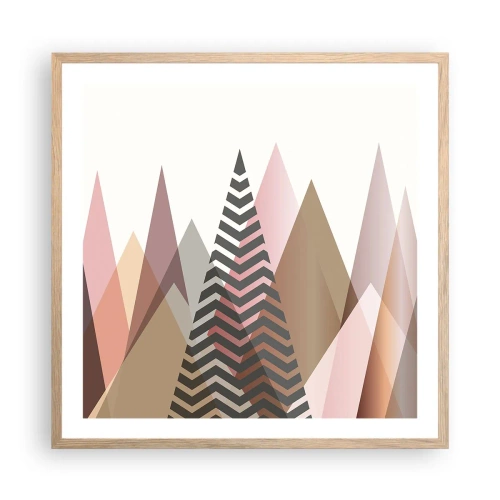 Affiche dans un chêne clair - Poster - Vue pyramidale - 60x60 cm