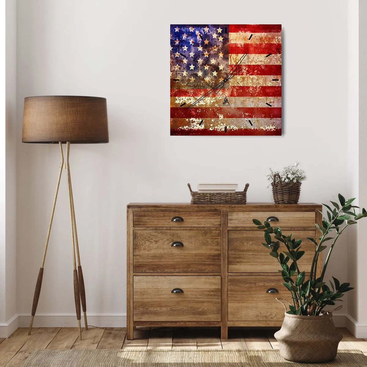 Horloge murale - Pendule murale - Drapeau américain stylisé avec un effet vieilli - 30x30cm - La gloire ne s'efface pas - Décoration murale moderne pour le salon et la chambre ARTTOR