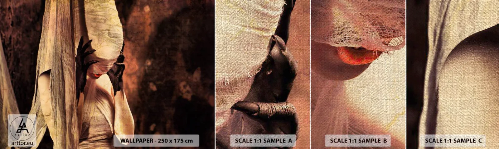 Échantillon de Papier Peint Premium Canvas - Entre le bon et le mauvais - Théâtre, Morceau, Homme - 100x30 cm