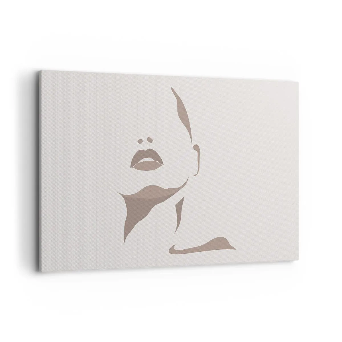 Impression sur toile - Image sur toile - Contour minimaliste du visage d'une femme dans des tons beiges délicats - 120x80cm - Fait de lumière et d'ombre - Décoration murale moderne pour le salon et la chambre ARTTOR