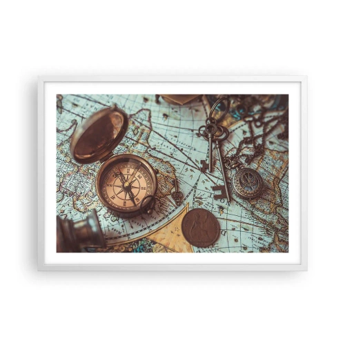 Affiche dans un cadre blanc - Poster - Pour ceux qui recherche l'aventure - 70x50 cm