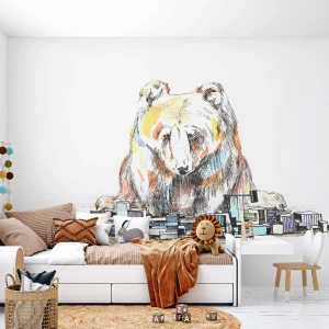Papier Peint Photo Premium Sand - Comment peut-on vivre ainsi ? - Animaux, Ours, Graphique - 250x175 cm