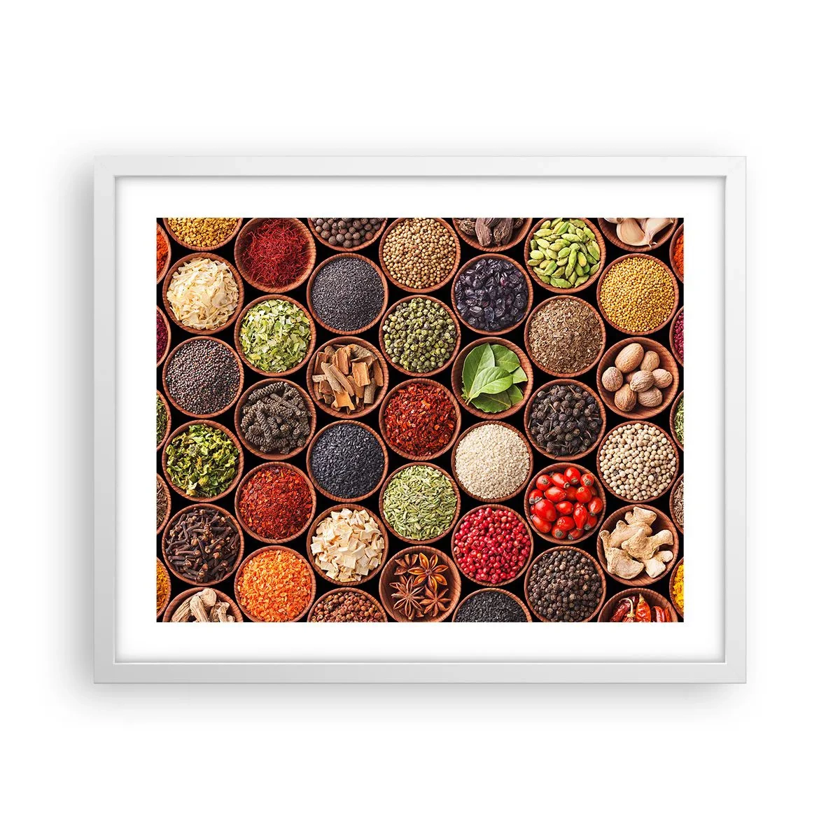 Affiche dans un cadre blanc - Poster - Toutes les saveurs du monde - 50x40 cm