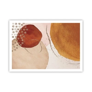 Affiche - Poster - Formes abstraites dans des tons chauds de marron et d'or - 100x70cm - Rondeur et mouvement - Décoration murale moderne pour le salon et la chambre ARTTOR