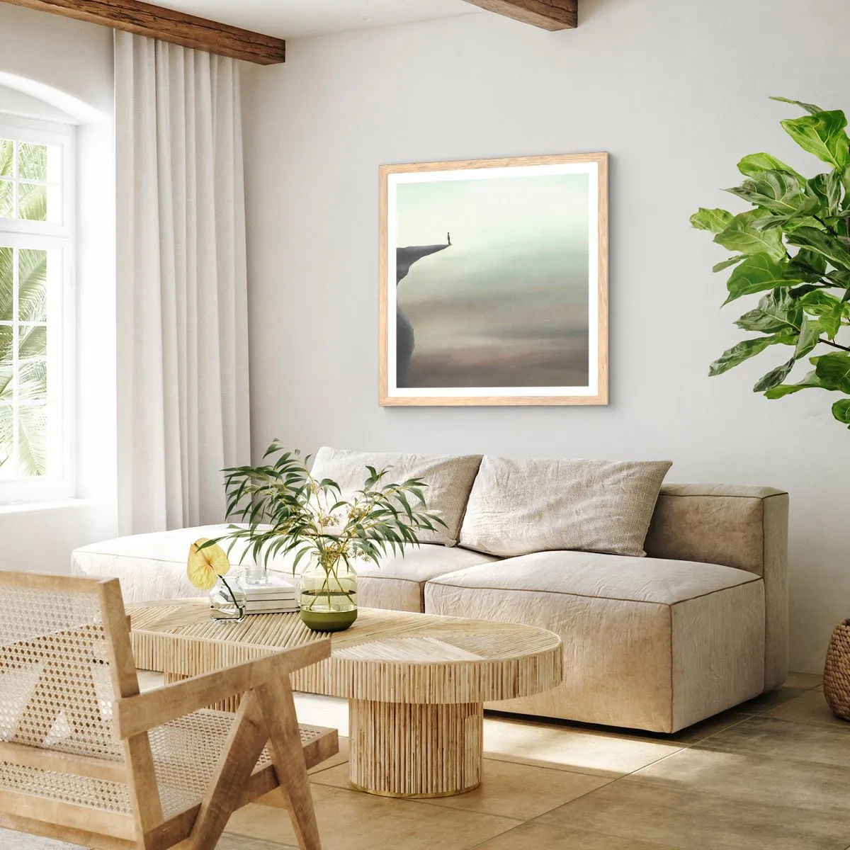 Affiche dans un chêne clair - Poster - Tout en haut, bien entendu! - 60x60 cm