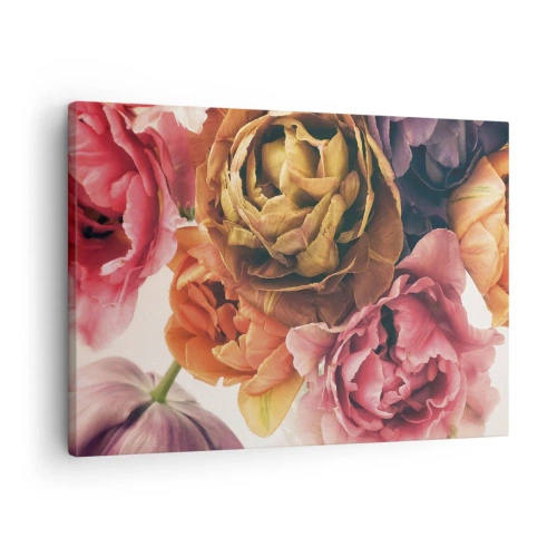 Impression sur toile - Image sur toile - Un bouquet de fleurs variées aux couleurs intenses - 70x50cm - La fête de la vie - Décoration murale moderne pour le salon et la chambre ARTTOR