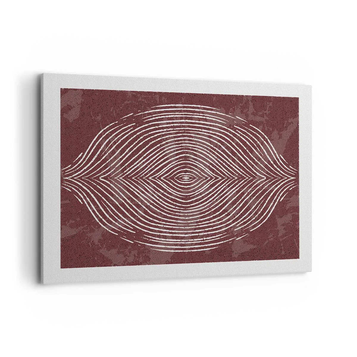 Impression sur toile - Image sur toile - Ondes symétriques en lignes blanches sur fond marron - 100x70cm - L'espace parle - Décoration murale moderne pour le salon et la chambre ARTTOR
