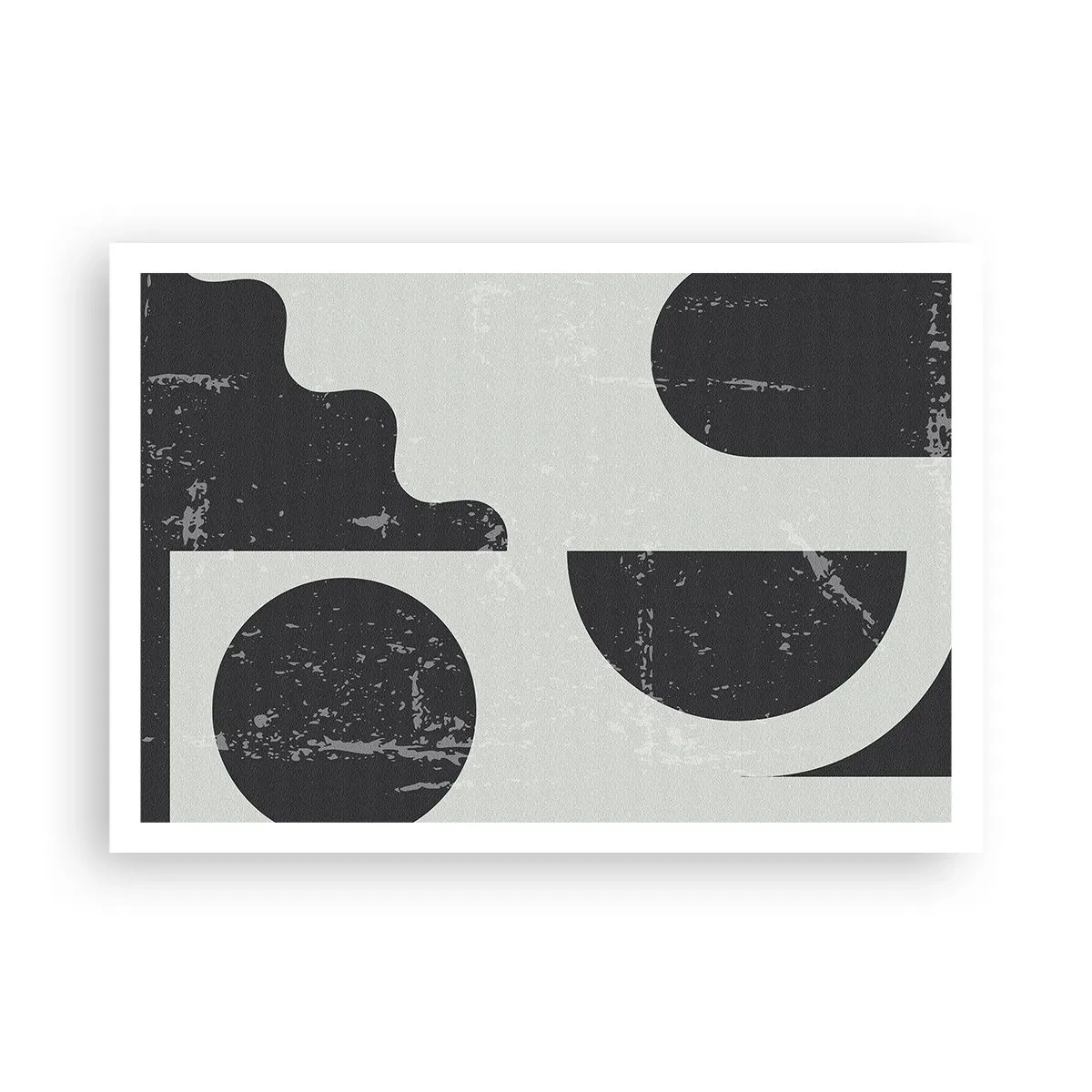 Affiche - Poster - Motifs géométriques dans les tons de noir et de gris - 100x70cm - Composition dessus et dessous - Décoration murale moderne pour le salon et la chambre ARTTOR