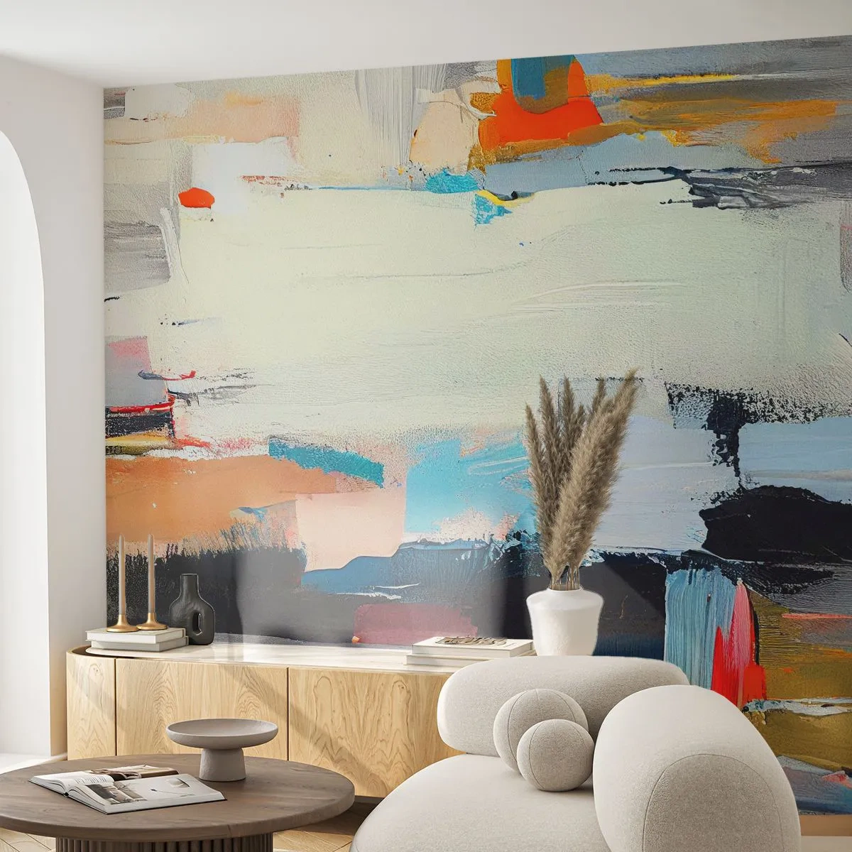 Papier Peint Photo Premium Sand - Y a-t-il une méthode ? - Moderne, Des peintures, Minimaliste - 200x140 cm