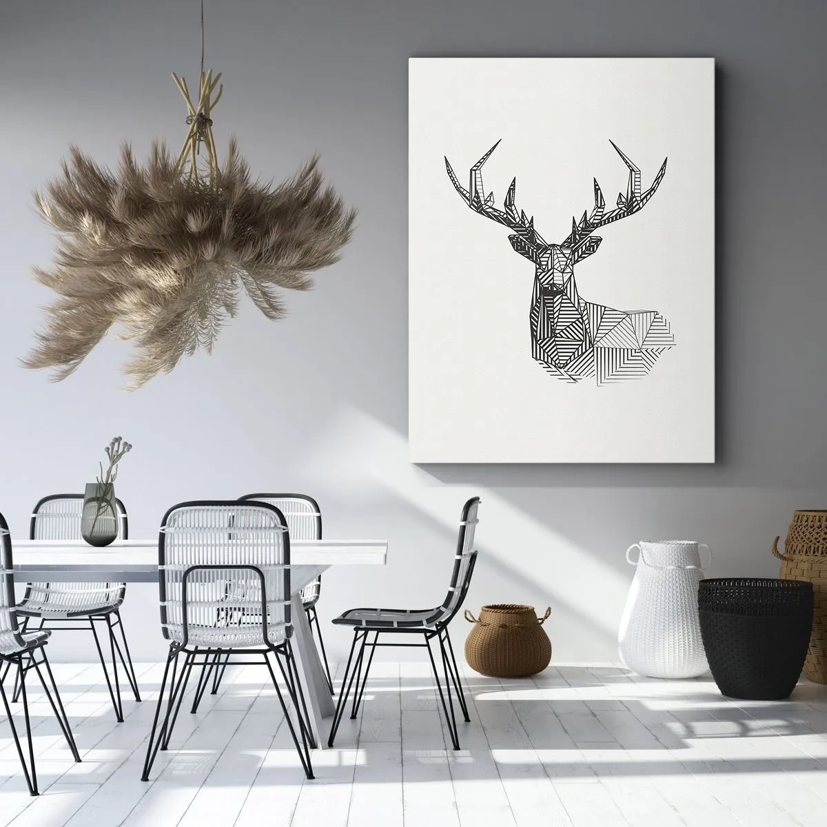 Impression sur toile - Image sur toile - Cerf dans un style cubique - 55x100 cm