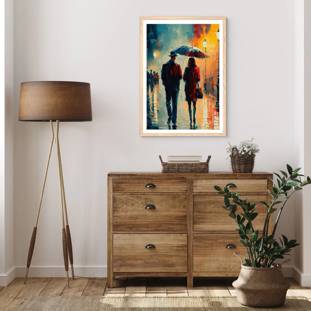 Affiche dans un chêne clair - Poster - Histoire d'amour urbaine - 50x70 cm