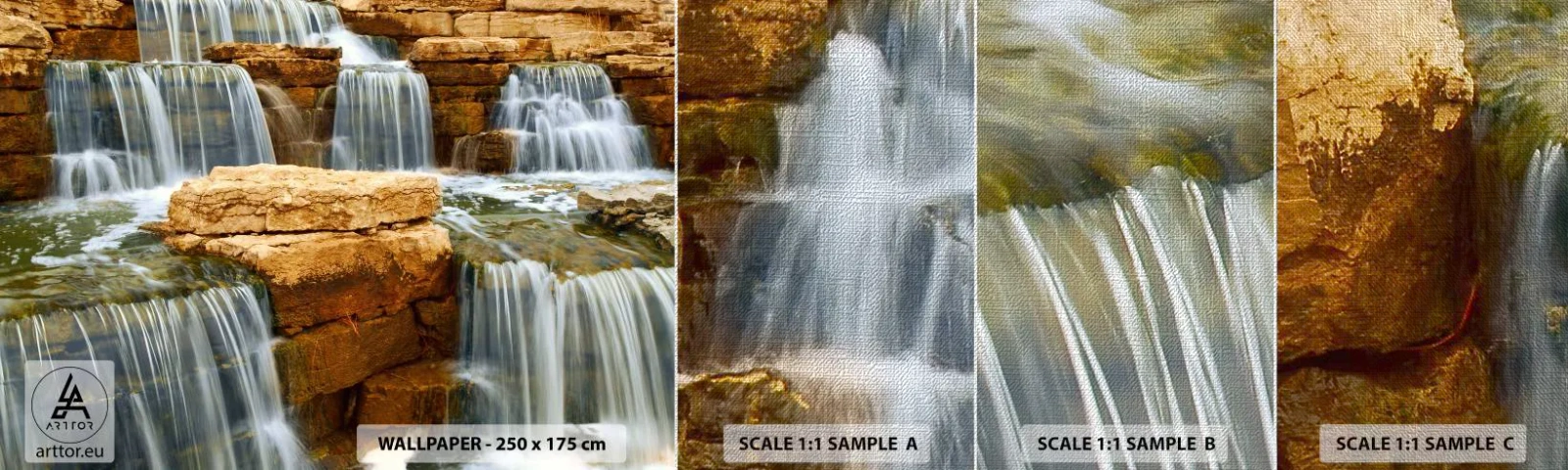 Échantillon de Papier Peint Premium Canvas - Escalier vers le ciel - Cascade, Nature, Paysage - 100x30 cm