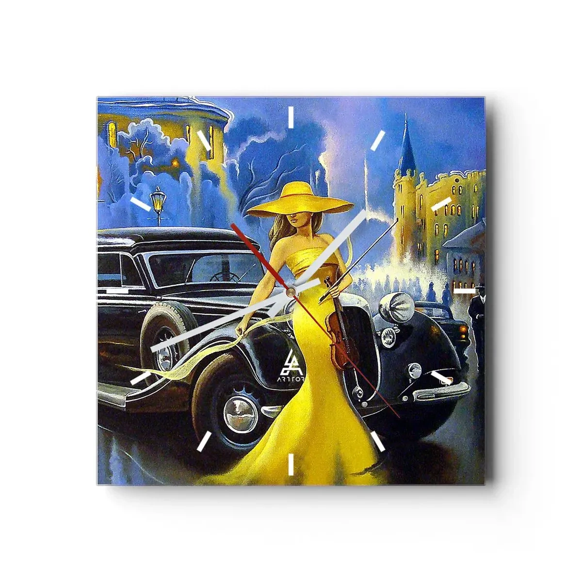 Horloge murale - Pendule murale - Nocturne pour violon et amour - 40x40 cm