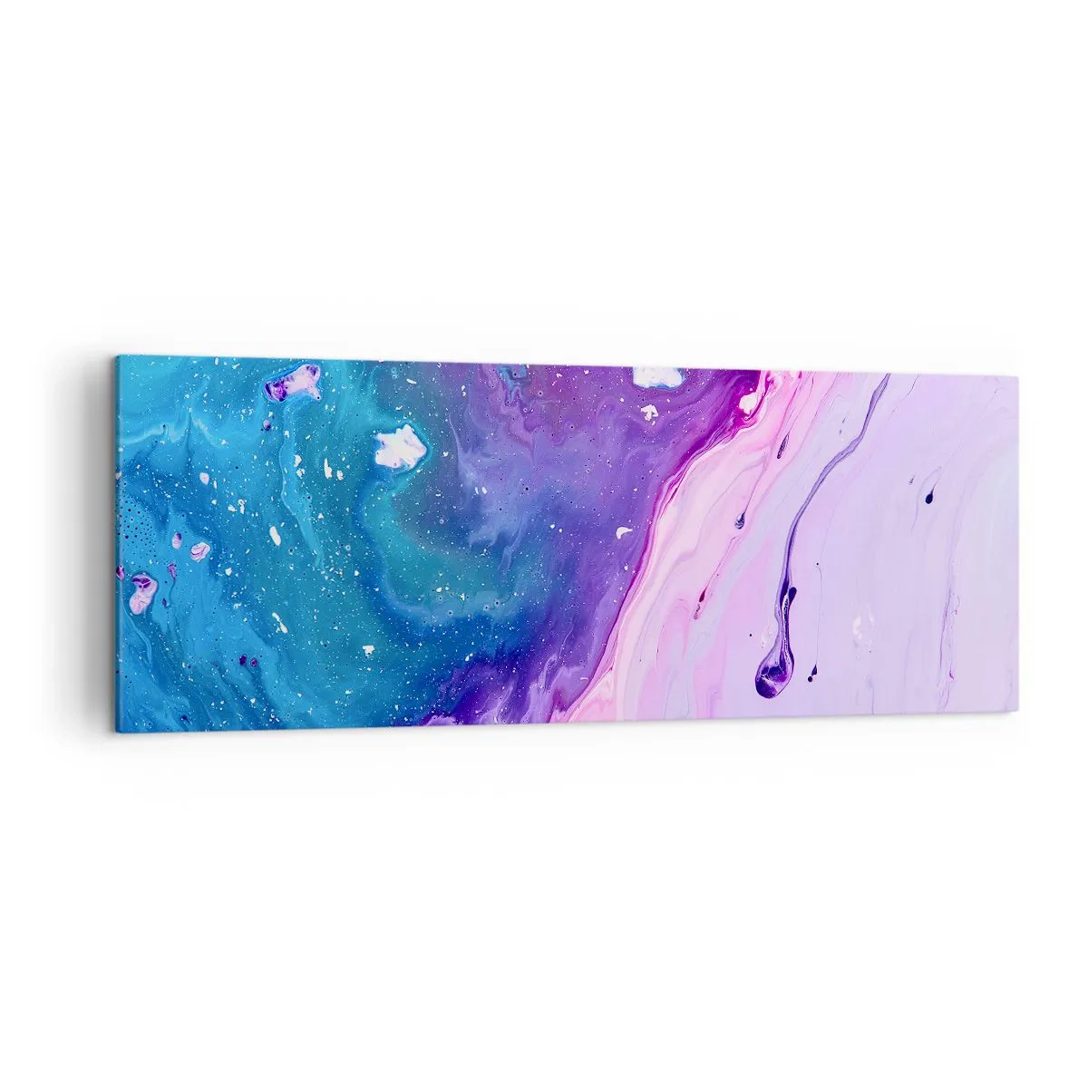 Impression sur toile - Image sur toile - Abstraction aux couleurs violettes et turquoise inspirée des contrastes - 140x50cm - Yin et yang - Décoration murale moderne pour le salon et la chambre ARTTOR