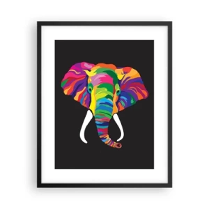 Affiche dans un cadre noir - Poster - L'éléphant qui aimait se baigner dans un arc-en-ciel - 40x50 cm